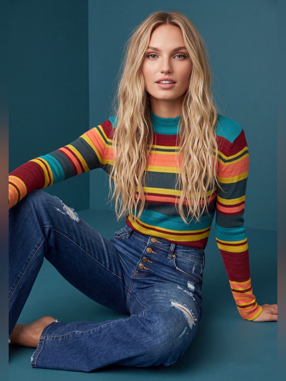 Free People Off Your Stripes Long Sleeve, lightweight Crewneck Top